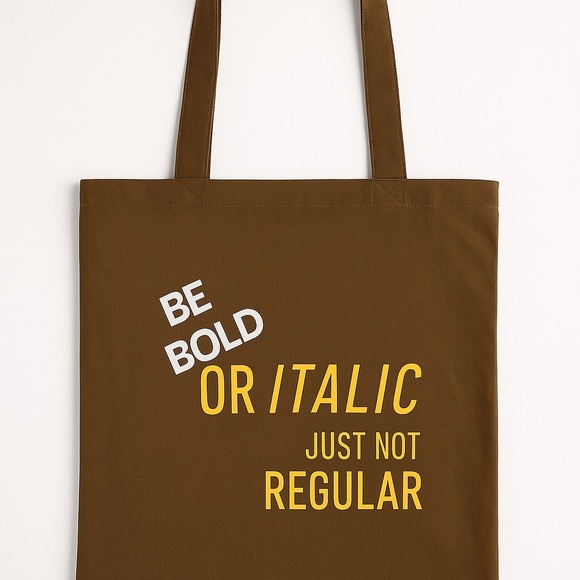 Chic Brown Tote with Bold Typography - Picture 2 of 2